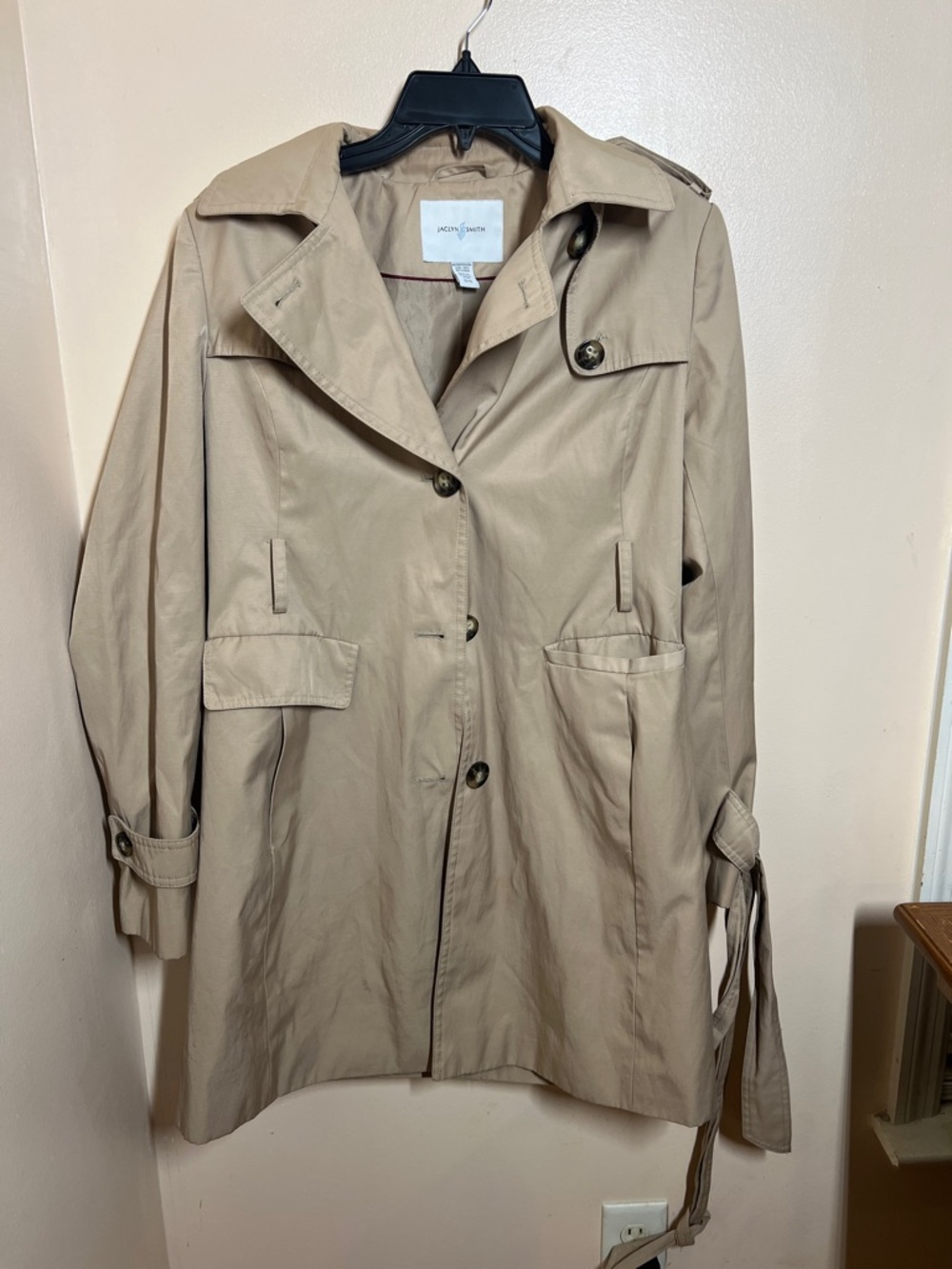 Jaclyn Smith Light Tan Trench Coat with Belted Cuffs